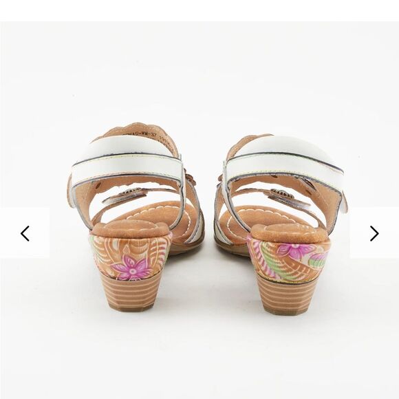 L'Artiste sling back sandals embossed 3D florals AROMAS SZ 10 41) Western French - Picture 3 of 16